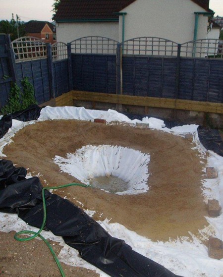 The pond being filled in 2005